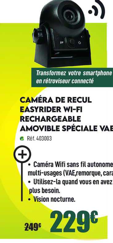 caméra de recul easyrider wi-fi rechargeable amovible spéciale vae