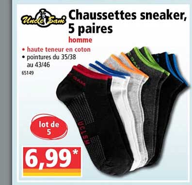 chaussettes sneaker, 5 paires uncle sam