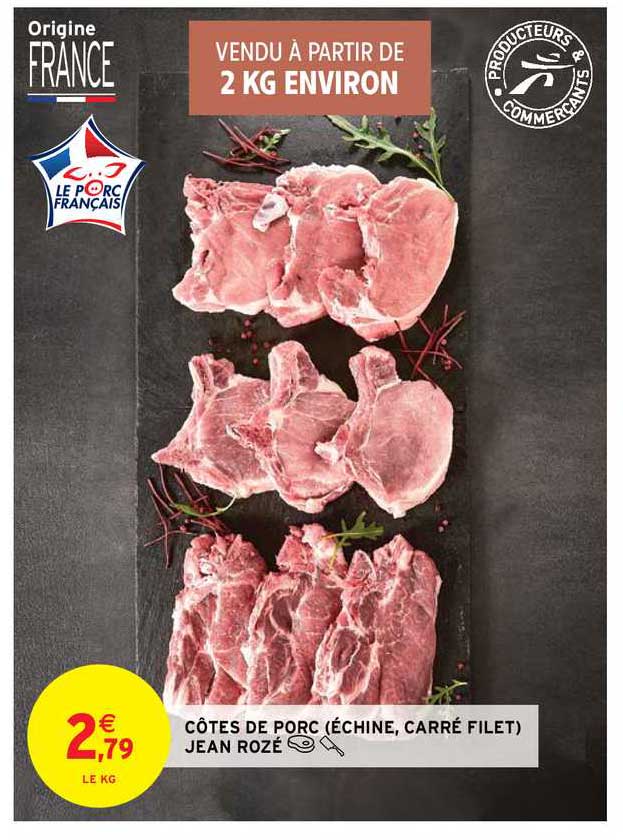 côtes de porc (échine, carré filet) jean rozé