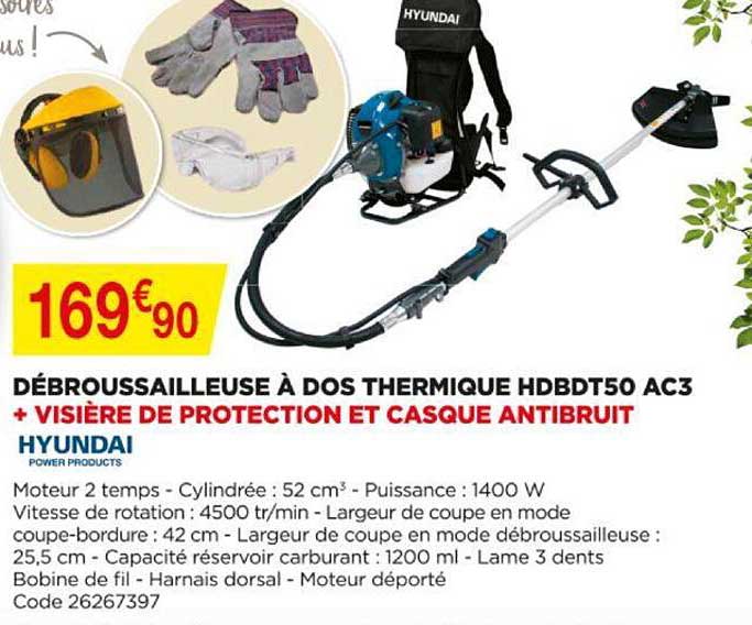 Débroussailleuse à Dos Thermique Hdbdt50 Ac3 Hyundai