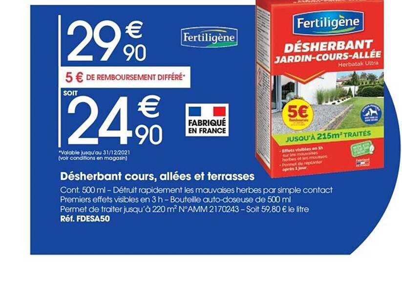 désherbant cours, allées et terrasses fertiligène