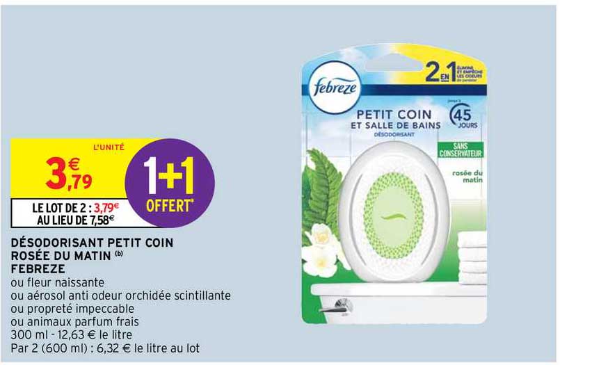 Désodorisant Petit Coin Rosée Du Matin Febreze