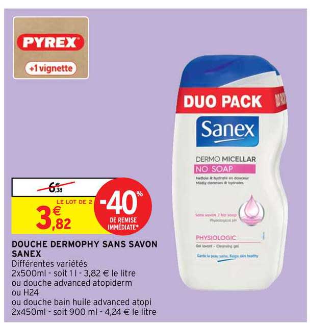 Douche Dermophy Sans Savon Sanex