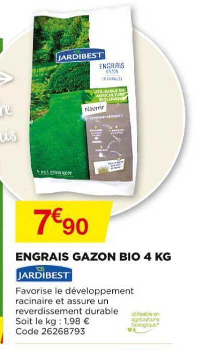 engrais gazon bio 4 kg jardibest