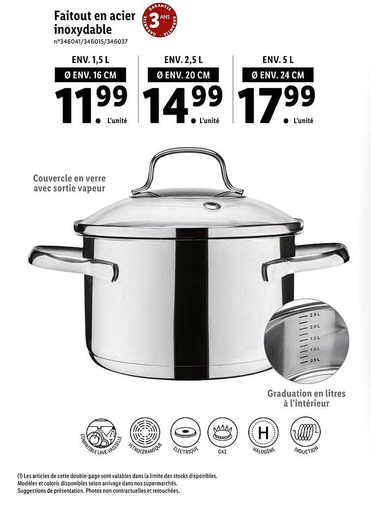 faitout en acier inoxydable