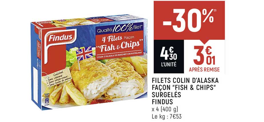 filets colin d'alaska façon "fish & chips" surgelés findus