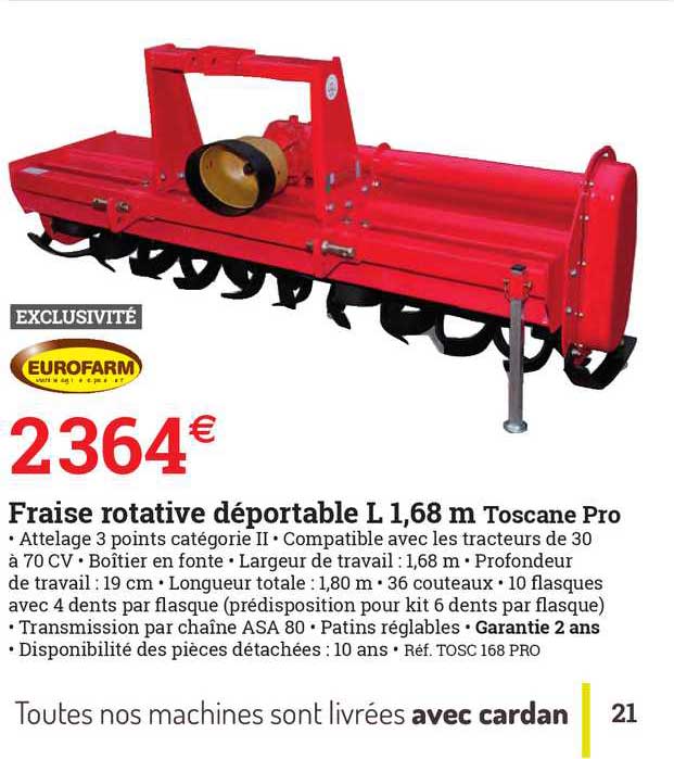 fraise rotative déportable l 1,68 m toscane pro eurofarm