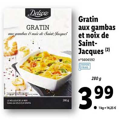 gratin aux gambas et noix de saint-jacques deluxe