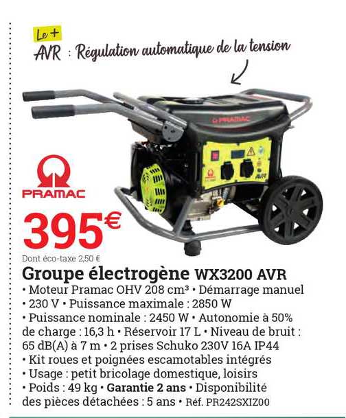 groupe électrogène wx3200 avr pramac