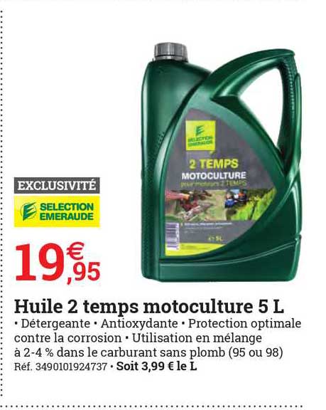 huile 2 temps motoculture 5l selection émeraude