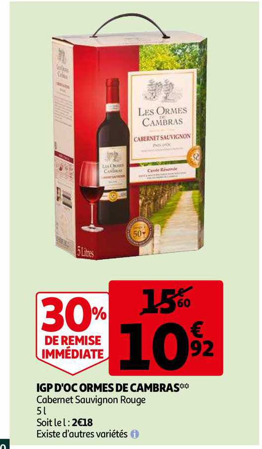 igp d'oc ormes de cambras cabernet sauvignon rouge