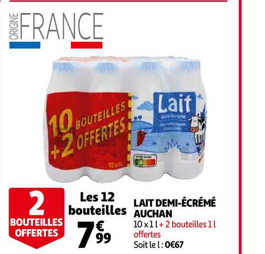 lait demi-écrémé auchan