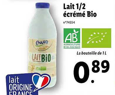 Lait Demi écrémé Bio Envia