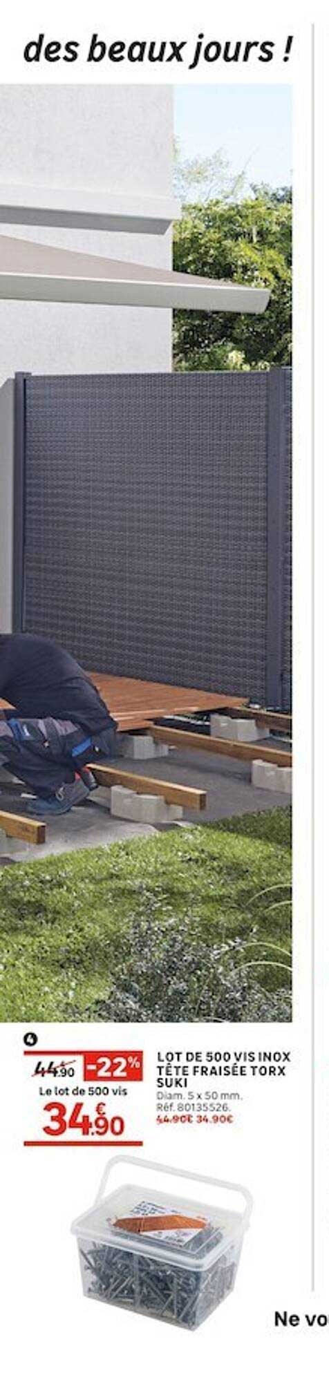 lot de 500 vis inox tête fraisée torx suki