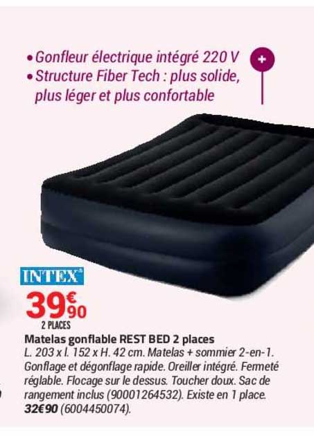 matelas gonflable rest bed 2 places intex