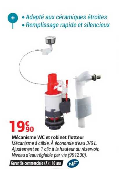 mécanisme wc et robinet flotteur