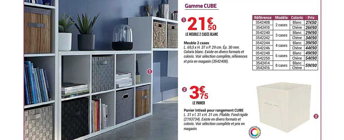 Meuble 2 Cases , Panier Intissé Pour Rangement Cube