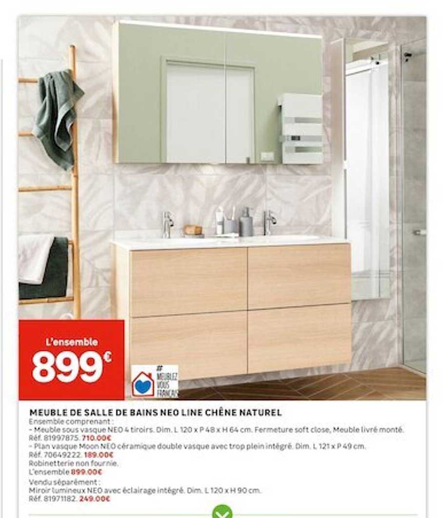 meuble de salle de bains neo line chêne naturel