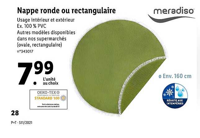 nappe ronde ou rectangulaire meradiso