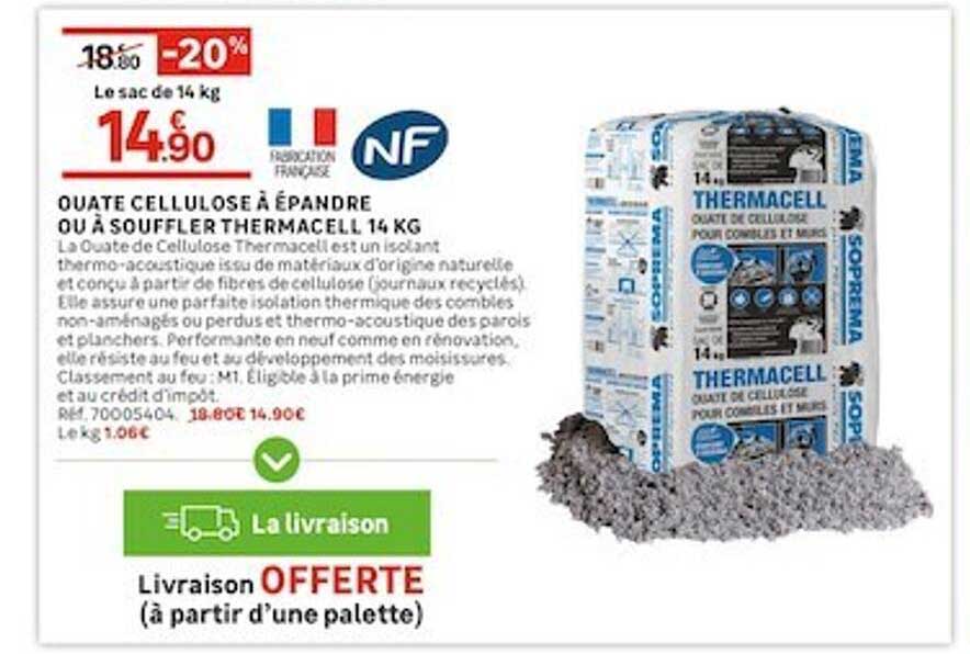 ouate cellulose à épandre ou à souffler thermacell