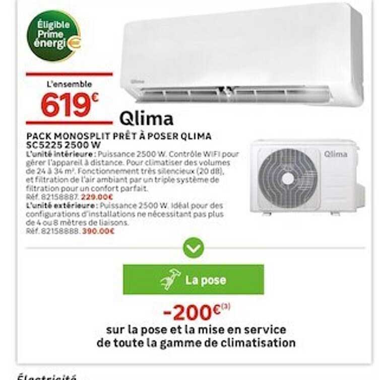 pack monosplit prêt à poser qlima