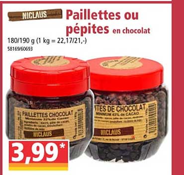 Paillettes Ou Pépites En Chocolat Niclaus