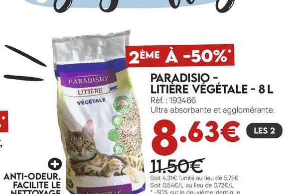 paradisio - litière végétale - 8l