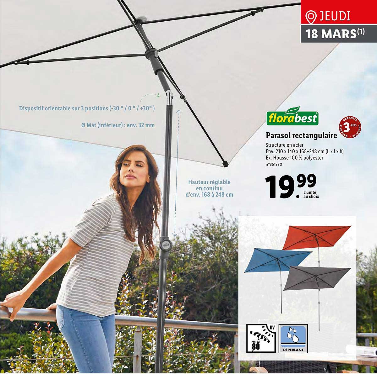 parasol rectangulaire florabest