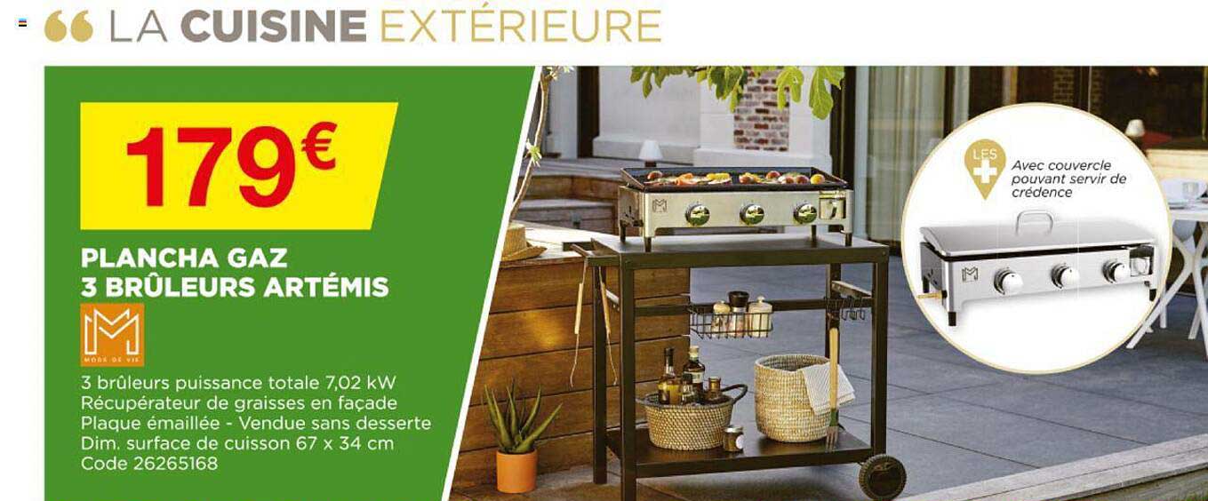 plancha gaz 3 brûleurs artémis