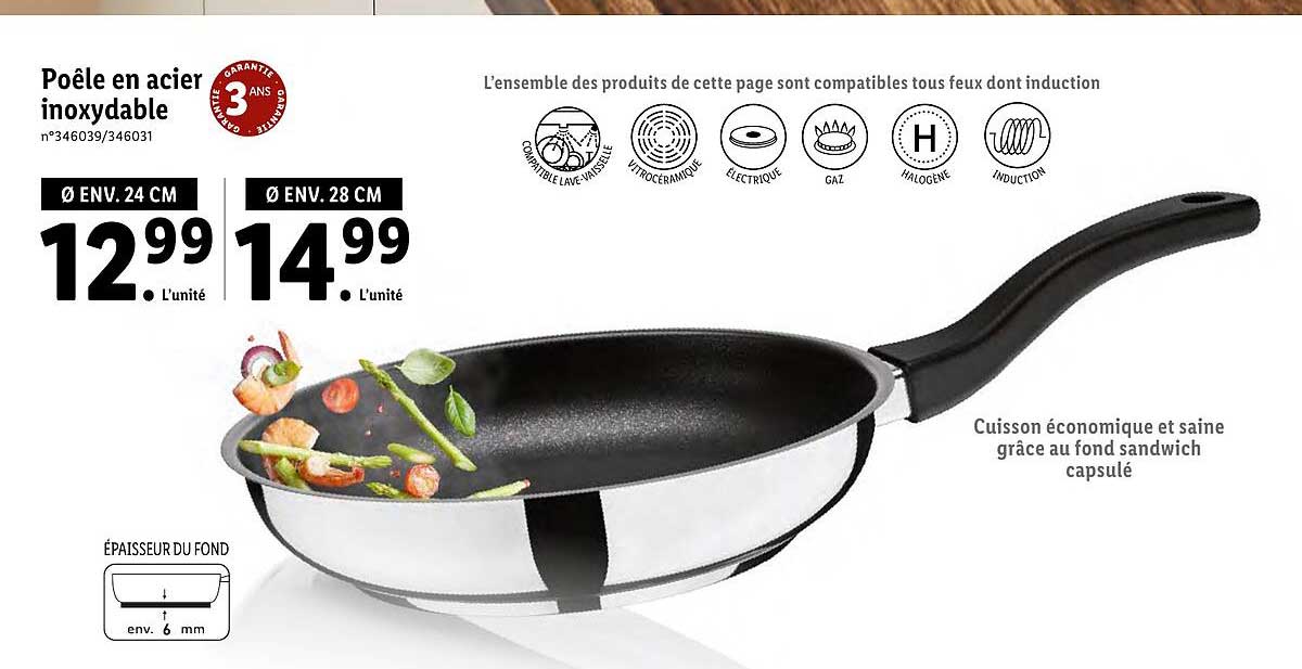poêle en acier inoxydable