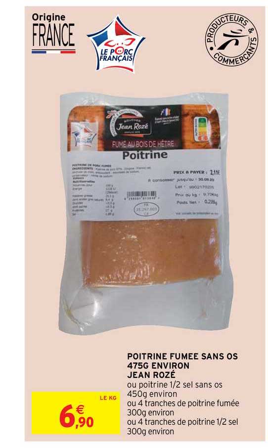 poitrine fumée sans os jean rozé