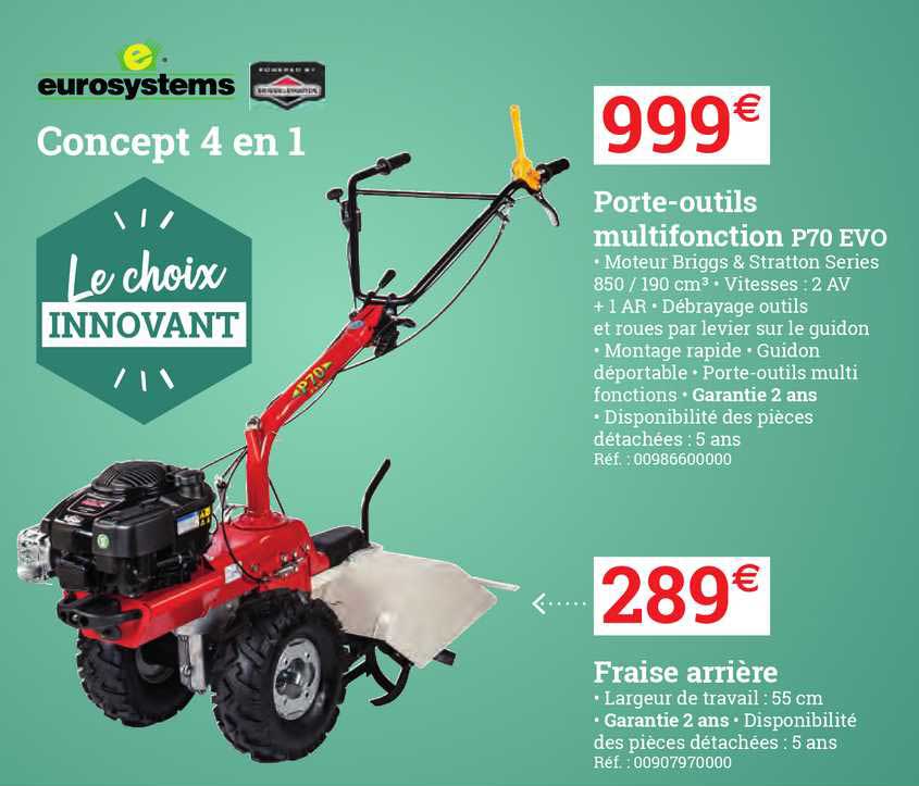 porte-outils multifonction p70 evo, fraise arrière eurosystems