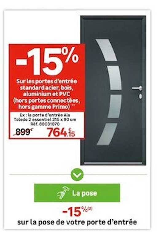 portes d'entrée standard acier, bois, aluminium et pvc