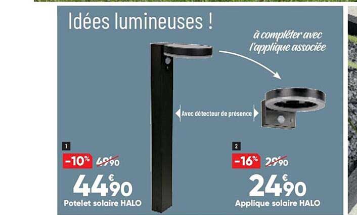 Potelet Solaire Halo, Applique Solaire Halo