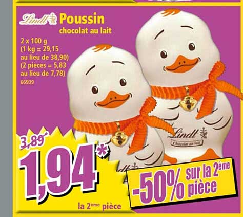 poussin chocolat au lait lindt