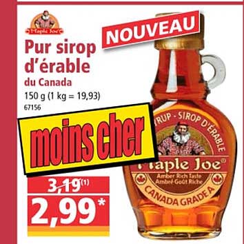 pur sirop d'érable du canada