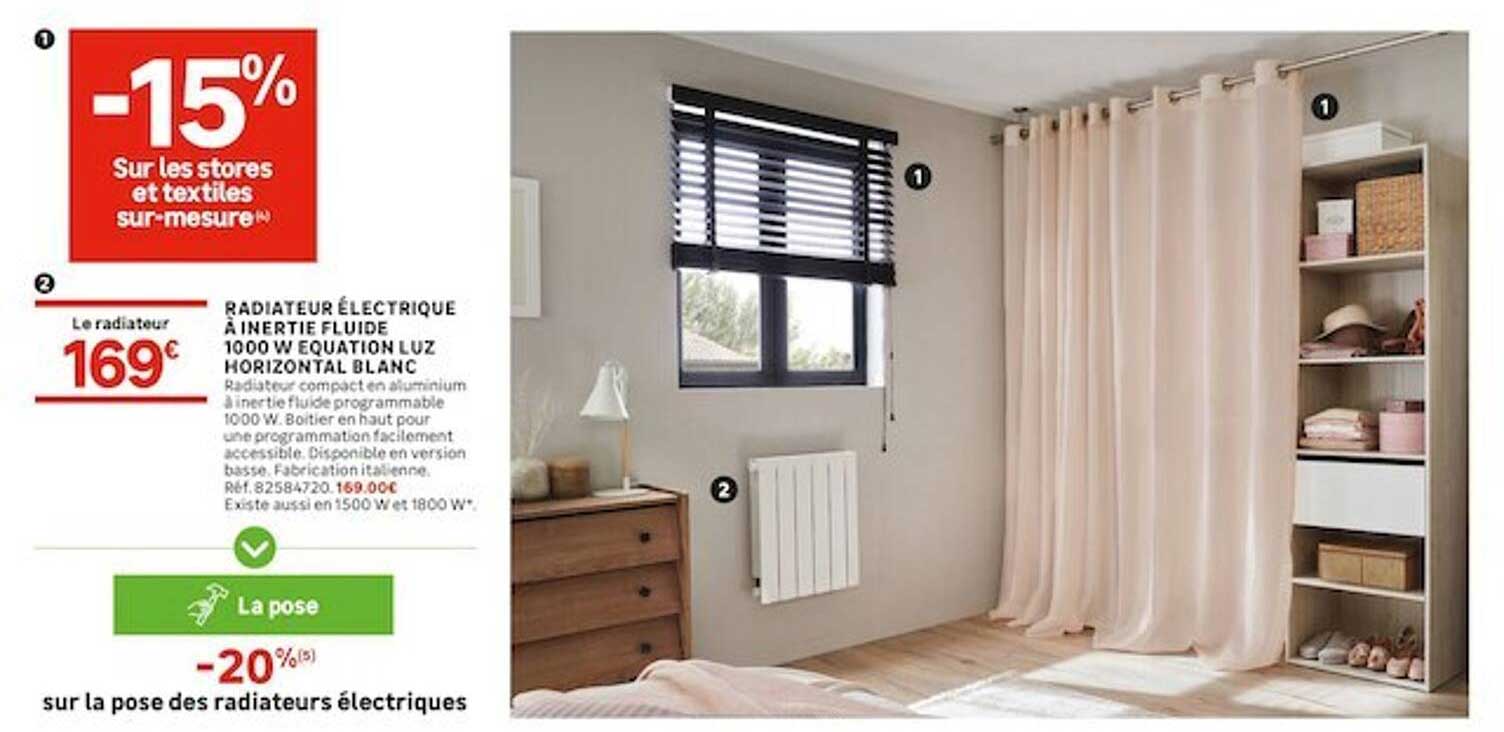 Radiateur électrique à Inertie Fluide 1000 W Equation Luz Horizontal Blanc