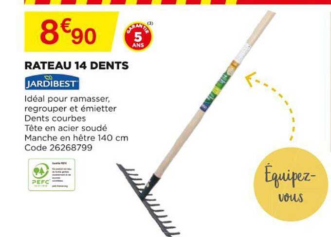 râteau 14 dents jardibest
