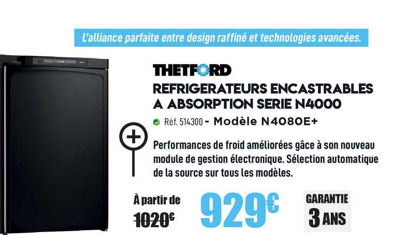 réfrigérateurs encastrables à absorption serie n4000 thetford