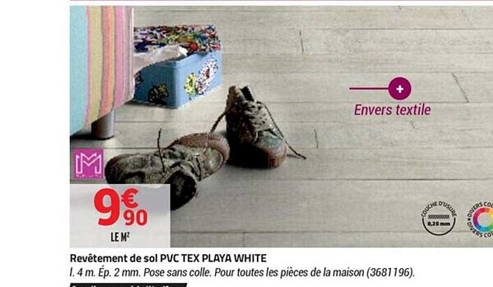 revêtement de sol pvc tex playa white