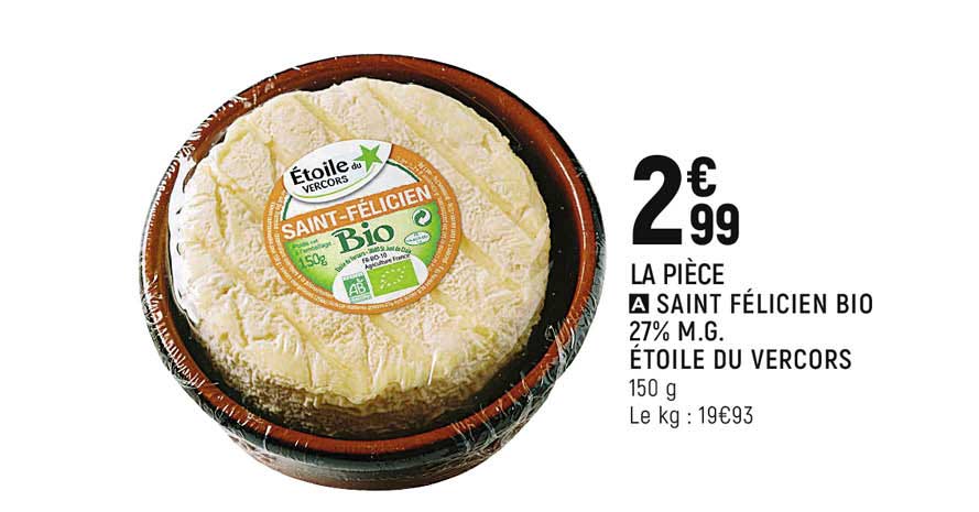saint félicien bio 27% m.g. étoile du vercors