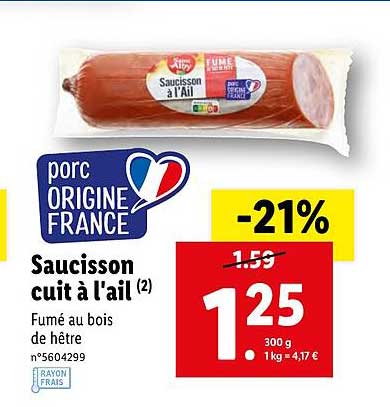 saucisson cuit à l'ail saint alby