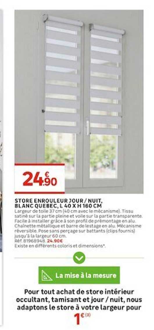 Store Enrouleur Jour - Nuit, Blanc Quebec