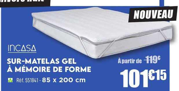 sur-matelas gel à mémoire de forme incasa