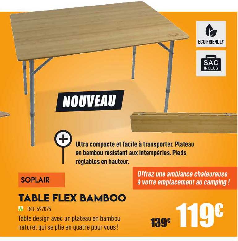 table flex bamboo soplair