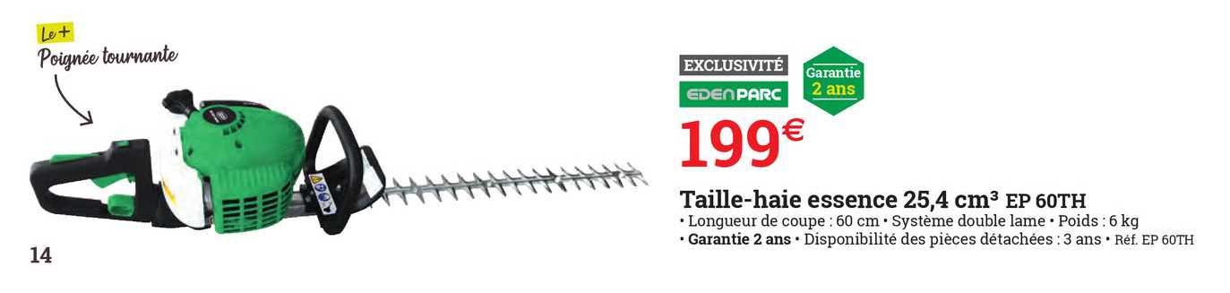taille-haie essence 25,4 cm3 ep 60th edenparc