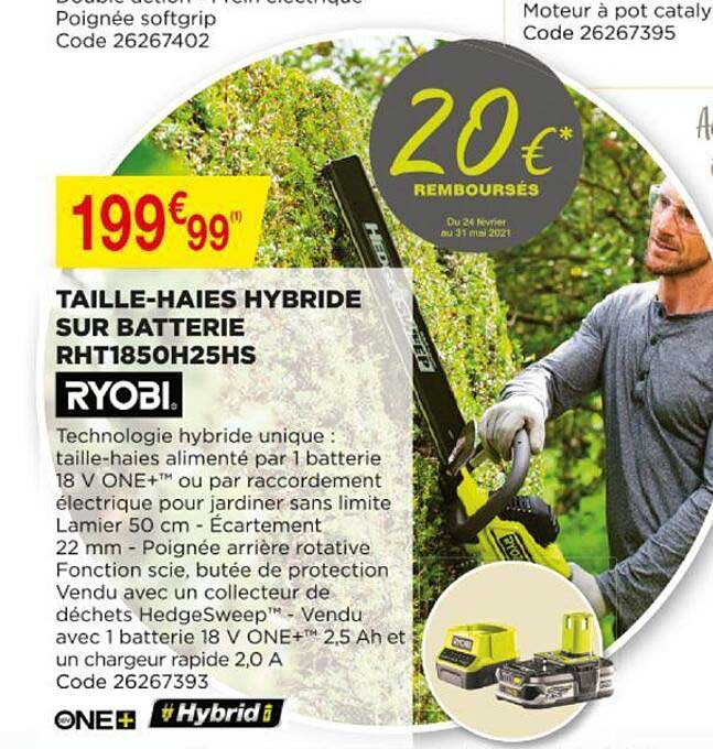 taille-haies hybride sur batterie ryobi
