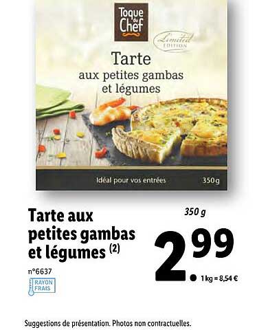 tarte aux petites gambas et légumes
