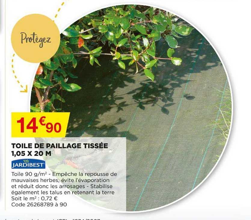 toile de paillage tissée 1,05 x 20 m jardibest