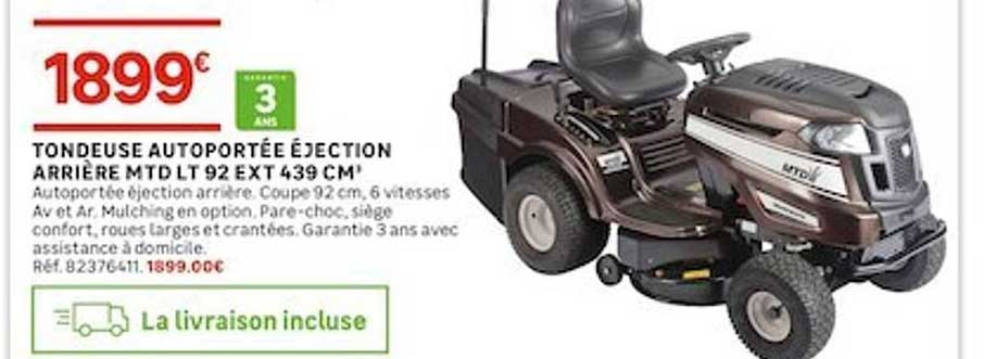 tondeuse autoportée éjection arrière mtd lt 92 ext 439 cm3